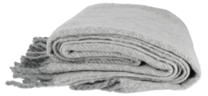 Strikket pledd med frynser 127x152 cm, grått