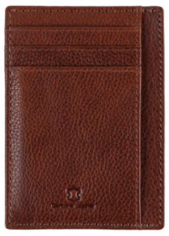 Kortholder i ekte lær, 8 rom, brun