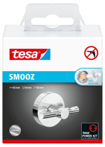 Tesa Smooz Itsekiinnittyvä pyyhekoukku, kromattu