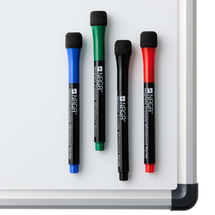 Naga whiteboardpenner med magnet og viskelær, 4-pakning