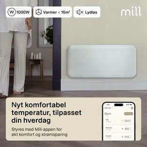 Mill Invisible Smart WiFi element Gen. 4, vit, 1000 W