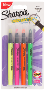 Överstrykningspennor Sharpie Clear View, 4-pack