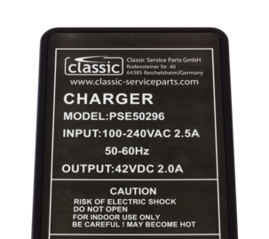 Lader 42 V/2 A til elsparkesykler 36 V fra Xiaomi, Ninebot, E-Way mfl.