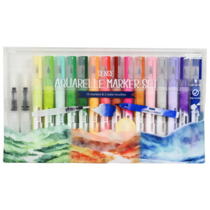 Sense akvarellpennor med 2 penslar, 15-pack