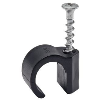 Skruvklammer för kabel, rör, slang, svart, 25-pack