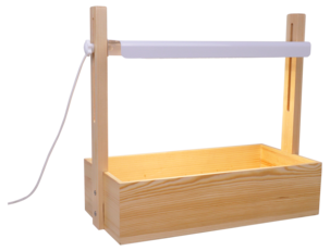 Drivbänk inomhus LED och timer, vit/trä