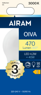 Airam Oiva LED-lamppu himmennettävä E27 4,2 W, lämpimän valkoinen
