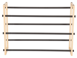 Justerbar skohylle i tre/metall 