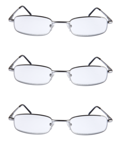 Läsglasögon metall, 3-pack