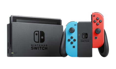 Nintendo Switch med Neon Blue / Neon Red Joy-Con, spelkonsol