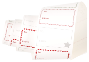 Juletiketter på rulle, 25-pack