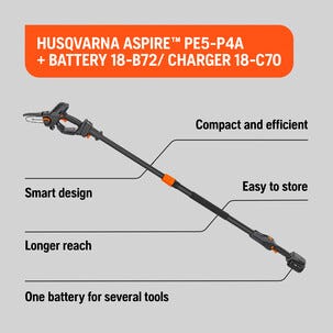 Husqvarna Aspire PE5 batteridrevet stangsag teleskopisk