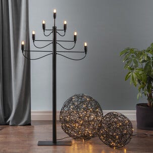 Adventsljusstake golv Milano 7-armad, svart, 120 cm