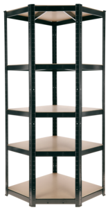 Hörnhylla metall för garage eller förråd, 5 hyllplan