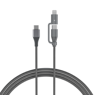 Universalkabel 2-i-1 USB-C och Lightning, 1,2 m