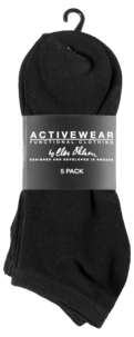 Ankelsokker svarte, 5-pakning