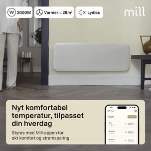 Mill Invisible Smart WiFi element Gen. 4, vit, 2000 W