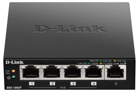 D-Link DGS-1005P PoE nätverksswitch 5 portar