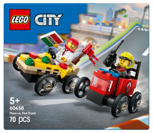 LEGO City racinglekesett med pizzabil mot brannbil 60458, fra 5 år