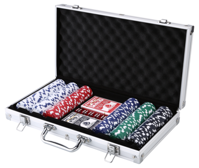 Texas Hold'em pokersett med koffert, 300 sjetonger