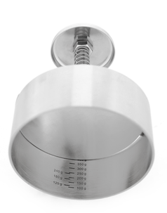 Hamburgerpresse rustfri med målangivelse, 11 cm