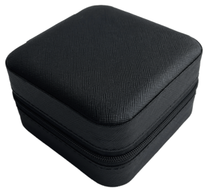 Reisesmykkeskrin svart, 10 x 10 x 6 cm