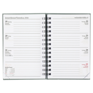 Veckokalender 2026 A6 spiralbunden, grå