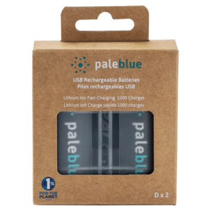 Pale Blue oppladbare D-batterier USB-C, 2-pakning