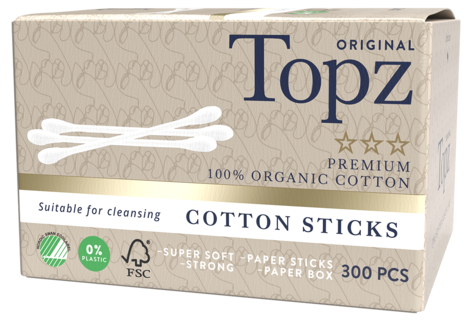 Topz Premium Cotton Sticks bomullspinnar, 300-pack