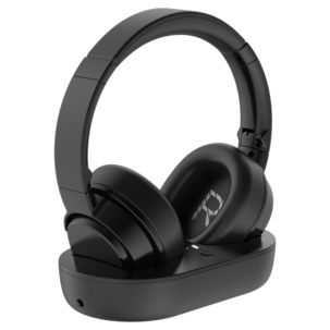 Hörlurar till tv, trådlösa och med sladd, svart