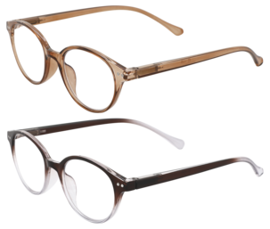 Läsglasögon med blåljusfilter, brun och lila, 2-pack