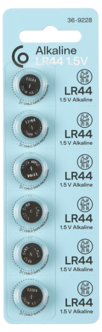 LR44 alkalisk knappcellebatteri 1,5 V, 6-pakning