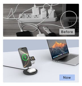 Trådlös Qi2 laddare 3-i-1 för iPhone, magnetisk, 15 W