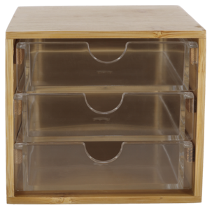Sminkförvaring med 3 lådor, bambu