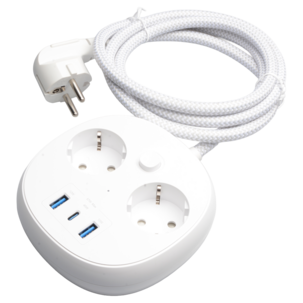 Grenuttak 2-veis med USB-A og USB-C, 1,5 meter