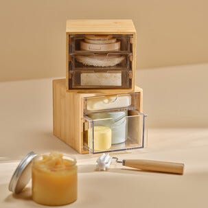 Sminkförvaring med 2 lådor, bambu