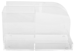 Toimistotarviketeline kirkasta muovia, useita lokeroita