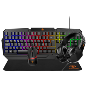 Deltaco Gaming Kit headset, tangentbord, mus och musmatta,  GAM-174