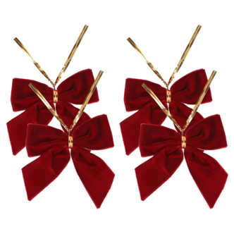 Julrosetter sammet röd trådfäste, 4-pack