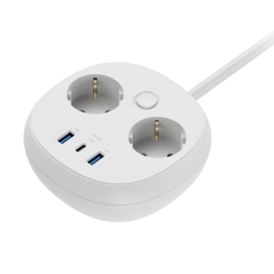 Grenuttak 2-veis med USB-A og USB-C, 1,5 meter