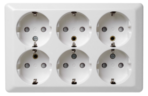 Stikkontakt påvegg jordet, 6 uttak, Elko RS
