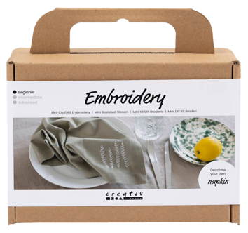 Creativ Company DIY Broderi Kit Kirjontasetti servietti, aloittelijoille