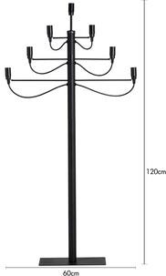 Adventsljusstake golv Milano 7-armad, svart, 120 cm