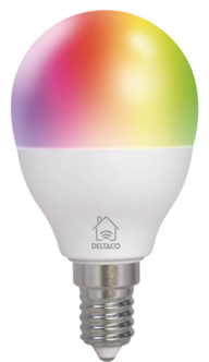 Deltaco Smart LED-lampa RGB, E14 4,9 W dimbar, SH-LE14G45RGB02
