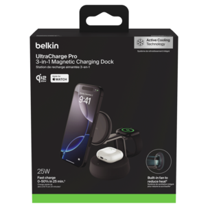 Belkin UltraCharge Pro 3-i-1 Qi2-lader, 25W