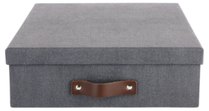 Förvaringsbox med läderhandtag 2-pack, mörkgrå