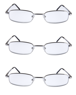 Läsglasögon metall, 3-pack
