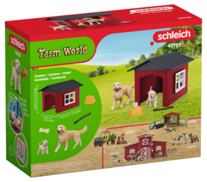 Schleich hundkoja med 2 golden retrievers, från 5 år