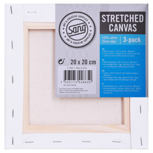 Kvadratisk lerret med ramme, bomull, Sang, 3-pakning