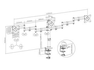 Multibrackets M deskmount Basic Näyttöteline, VESA, 3 näyttöä